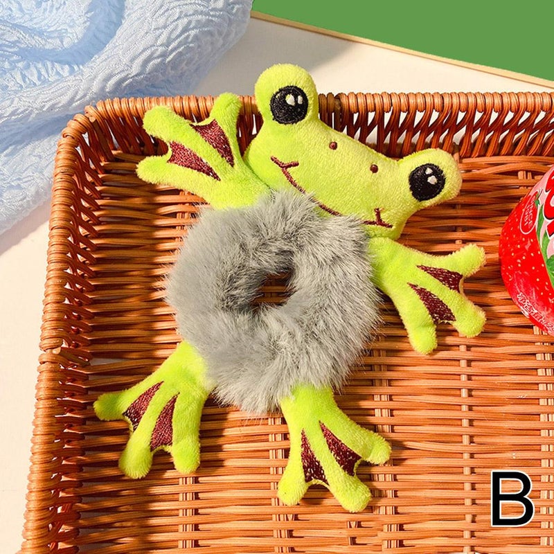 Cute cartoon plush bear hair tie, hair accessory that won't damage hair, children's hair tying, Korean style hair rope, bun hair tie bag